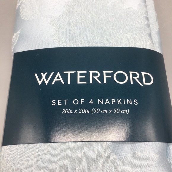 x12 WATERFORD Blue Hydrangea Jacquard Dinner Napkin Set Floral Easter Spring - Picture 4 of 9